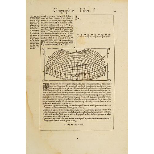 Old map image download for Text page with coordinate net showing meridians and parallels and large initial.