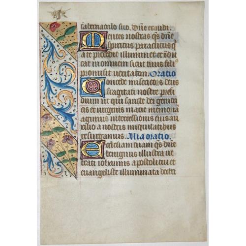 Old map image download for Leaf on vellum from a manuscript Book of Hours.