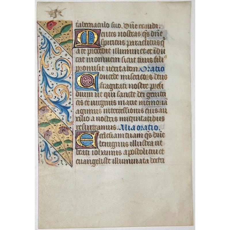 Leaf on vellum from a manuscript Book of Hours.