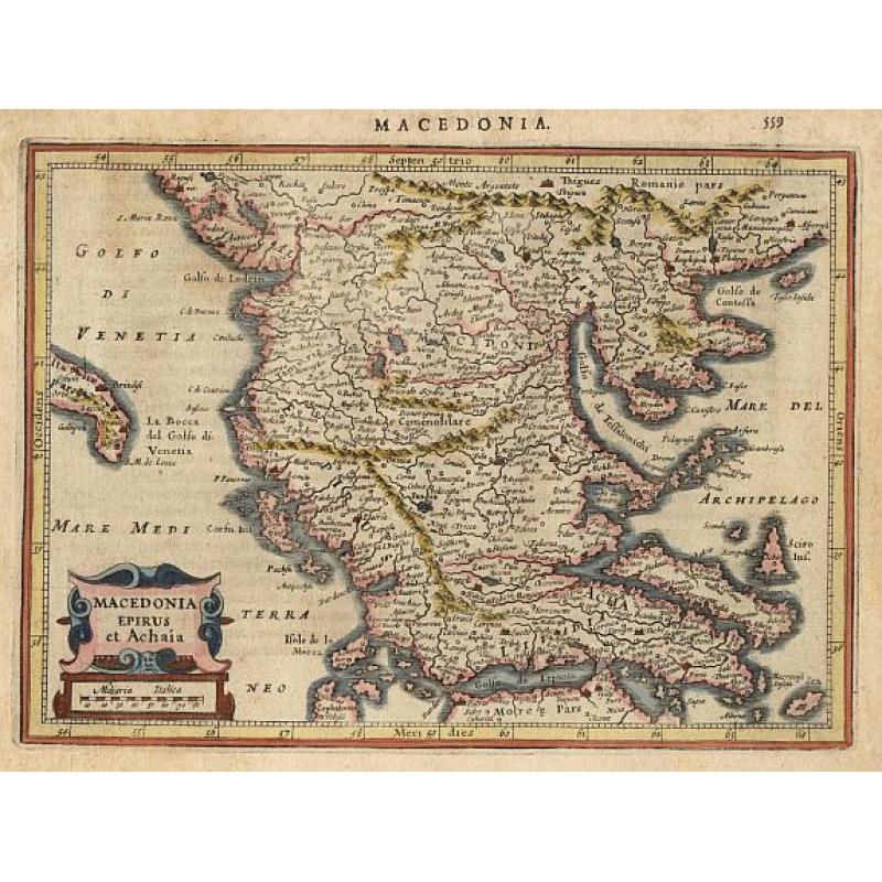 Antique map of Southern Italy by G. Mercator