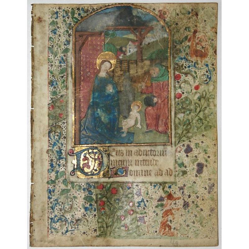 A miniature on vellum from a manuscript Book of Hours.