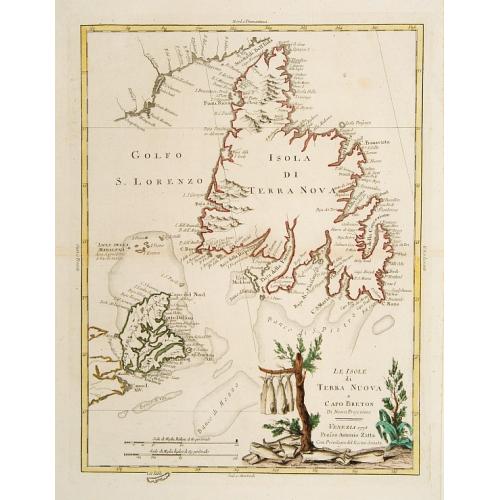 Old map image download for Le Isole di Terra Nuova e Capo Breton .