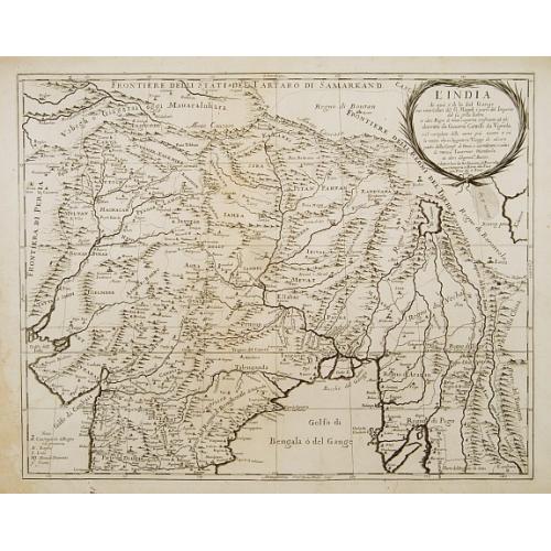 Old map image download for L' India di qua e di la dal Gange oue sono li Stati del G. Mogol e parte del Imperio del fu prete Iann..