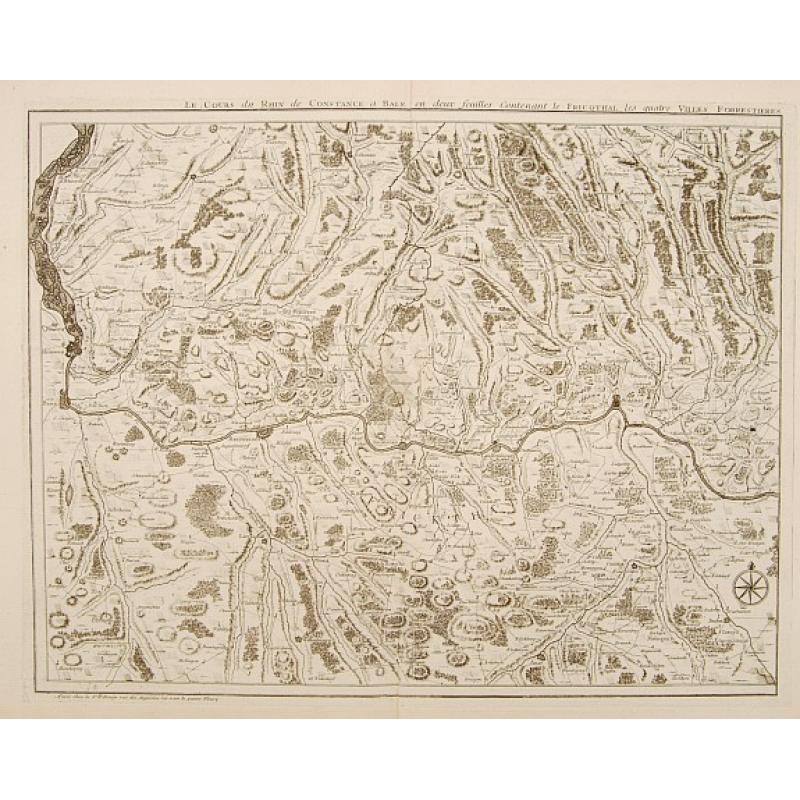 [2 maps] Le cours du Rhin de Constance a Bale : en deux feuilles contenant le Fricqthal les Quatre Ville Forrestieres et partie de la Souabe / verifié sur les lieux par l'auteur.