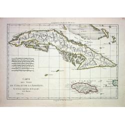 CARTE DES ISLES DE CUBA ET DE LA JAMAIQUE