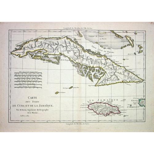 Old map image download for CARTE DES ISLES DE CUBA ET DE LA JAMAIQUE