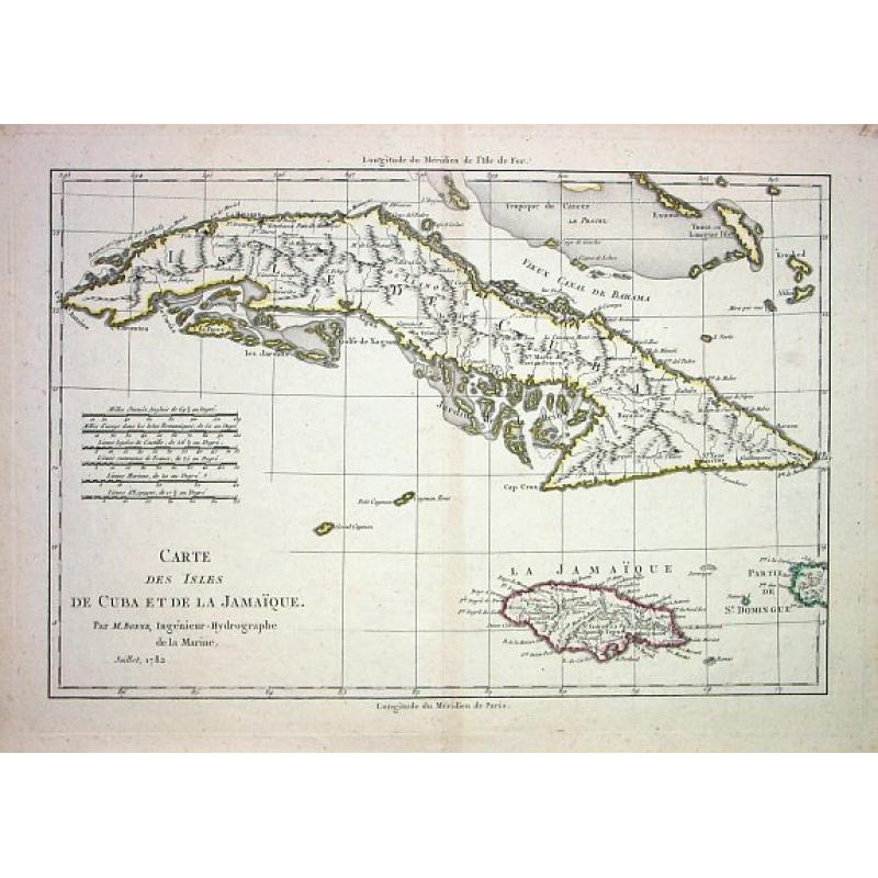 CARTE DES ISLES DE CUBA ET DE LA JAMAIQUE