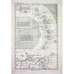 CARTE DES ISLES ANTILLES ou du VENT AVEC LA PARTIE ORIENTALE DES ISLES SOUS LE VENT