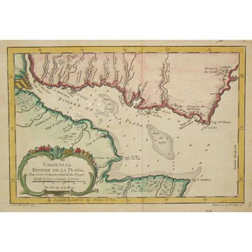 Old map image download for Carte de la Riviere de la Plata.