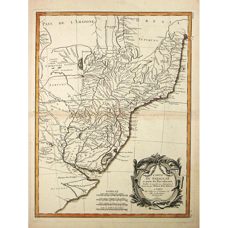 Carte du Paraguay et partie des Pays adjacants.