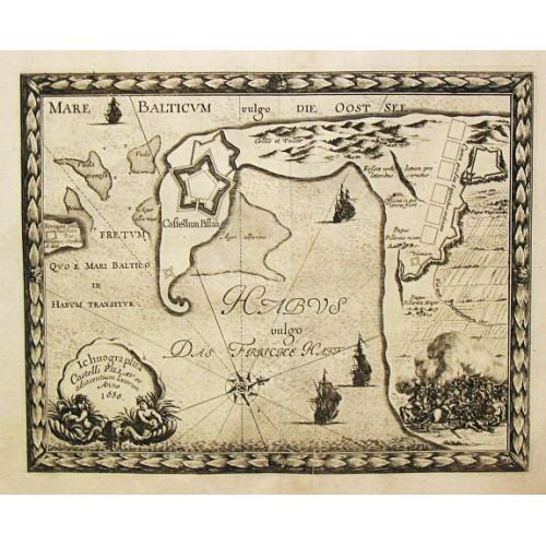 Old map image download for Ichnographia Castelli Pillau et adiacentium locorum Anno 1656.