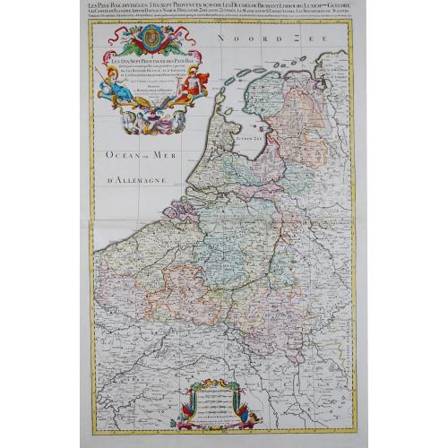 Old map image download for Les dix-sept provinces des Pays-Bas distinguées suivant qu'elles sont possédées à présent par les roys de France, et d'Espagne, et les estats généraux des Provinces Unies