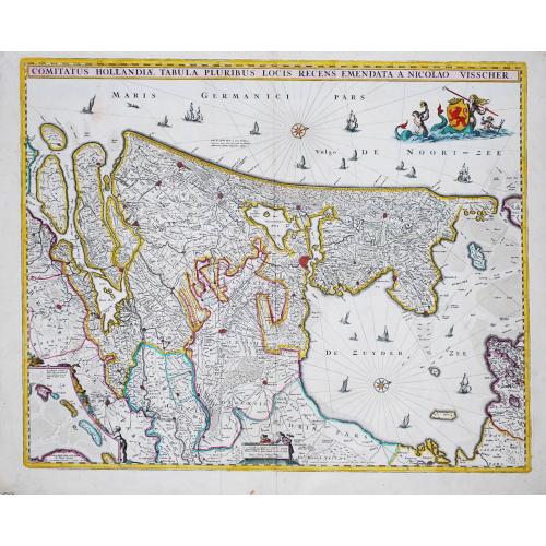 Old map image download for [Lot of 4 maps]  Comitatus Hollandiae Tabula Pluribus Locus Recens Emendata a Nicolao Visscher.