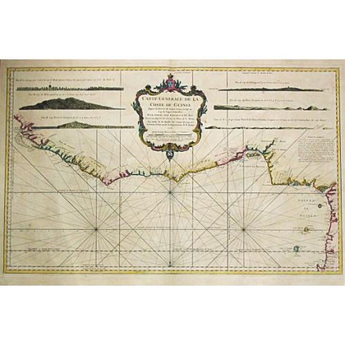 [Lot of 14 maps] Carte Generale de la Coste de la Guinée. Plus a map of the Gulf of Guinea on 2 sheets by Rigobert Bonne and 6 other maps of the Gulf of Guinea