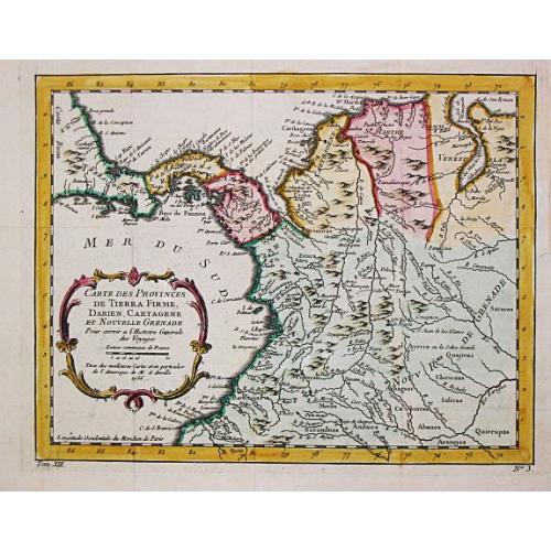 Old map image download for Carte des Provinces de Tierra Firme, Darien, Cartagene et Nouvelle Grenade. 