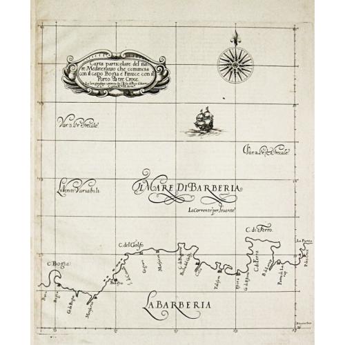Old map image download for Carta particolare del mare Mediterraneo che comincia con il capo Bogia è Finisce con il porto de tre Croce. 
