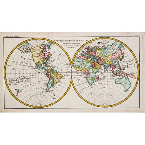 Old map image download for L' Ancien Monde et le Nouveau en deux Hemispheres.