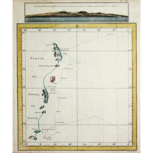 Old map image download for Gedeelt van Japan of Nipon / Gezigt van de Kust van Japan.