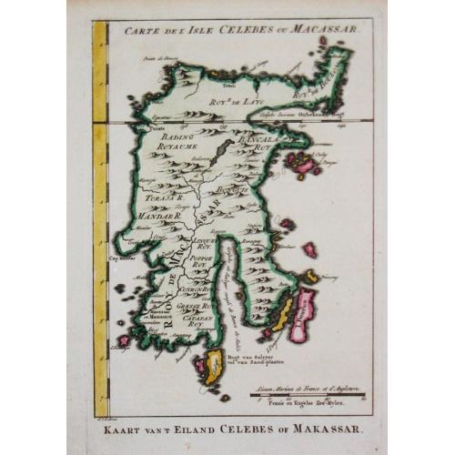 Old map image download for Kaart van 't Eiland Celebes of Makassar.