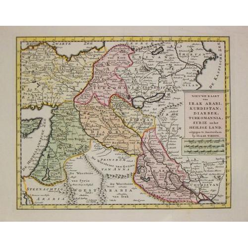 Old map image download for Irak Arabi, Kurdistan, Diarbek, Turkomania, Syrie en het Heilige Land.