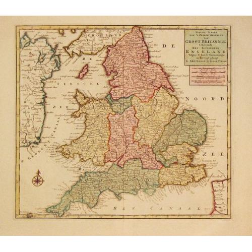 Old map image download for Nieuwe Kaaart van 't Zuider Gedeelte van Groot Britannie behelsende Het Koningryk Engeland.