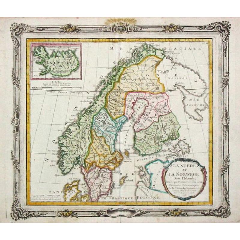 La Suede et La Norwege Avec l' Islande divisee par Provinces et sous deux Metropoles Ecclesiastiques.