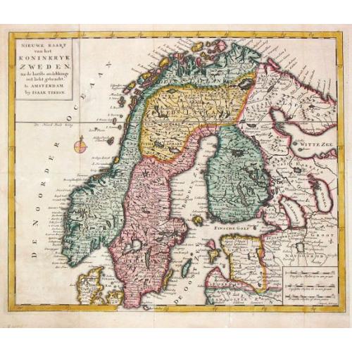 Old map image download for Niewe Kaart van het Koninkrijk Zweden.