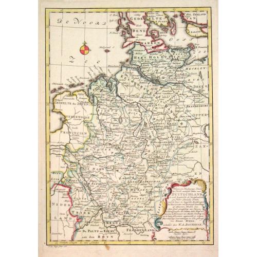 Old map image download for Kaart der Noord-westelijke deelen van Duitschland. 