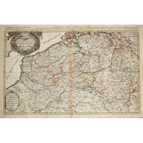 Old map image download for Les provinces des Pays-Bas Catholique. A Paris, 1696.