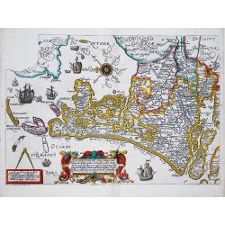 [ lot of 14 maps/views] Caerte vanden lande ende Graefschappe van Hollandt, Midtsgaders het landt van Utrecht, de deelen ende houcken van andere lande annex hollt gelege. 1589.