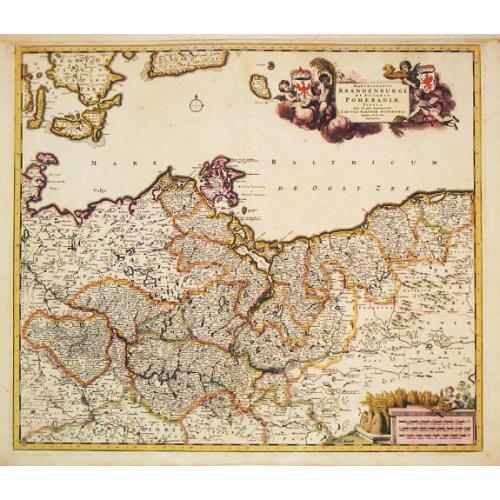 Old map image download for Marchionatus Brandenburgi et Ducatus Pomeraniae Tabula.