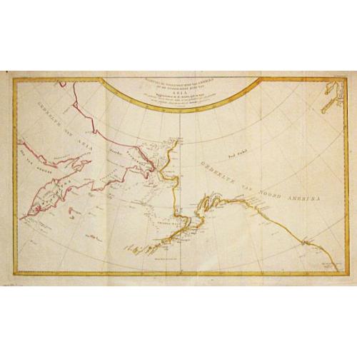 Old map image download for [Lot of 5 maps] Kaart van de noord-west kust van Amerika en de noord-oost kust van Asia.