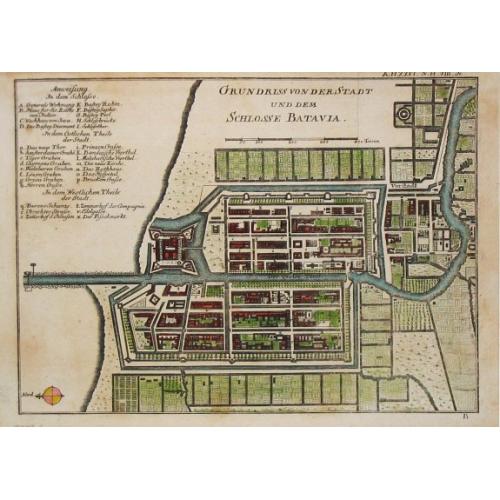 Old map image download for Grundriss von der Stadt und dem Schlosse Batavia.