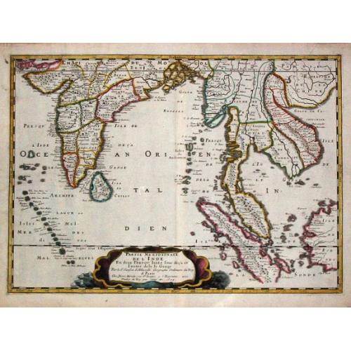 Old map image download for Partie meridionale de l'' Inde En deux Presqu'' Isles l'' une deçà et l'' autre delà Gange. 1654.