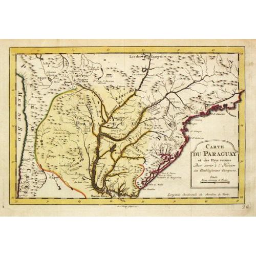 Old map image download for Carte du Paraguay et des Pays voisin.