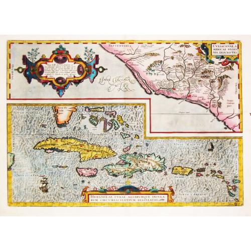 Old map image download for Hispaniolae, Cubae Alliarumique Insularium