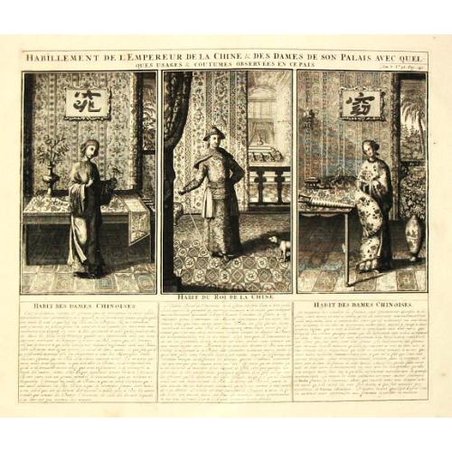 Old map image download for [Lot of 3 maps] Habillement de lempereur de la Chine & des Dames de son Palais. . .