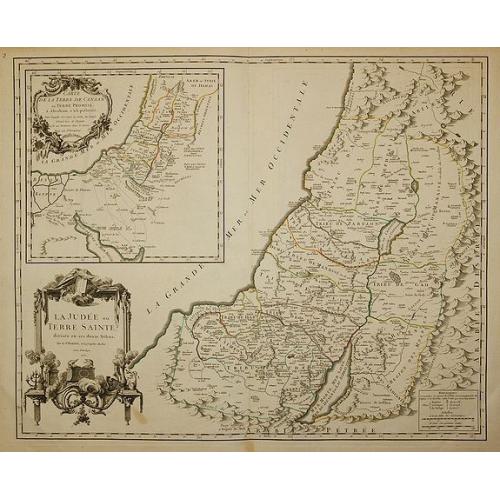 Old map image download for La Judée ou Terre Sainte divisé en ses douze Tribus, ...