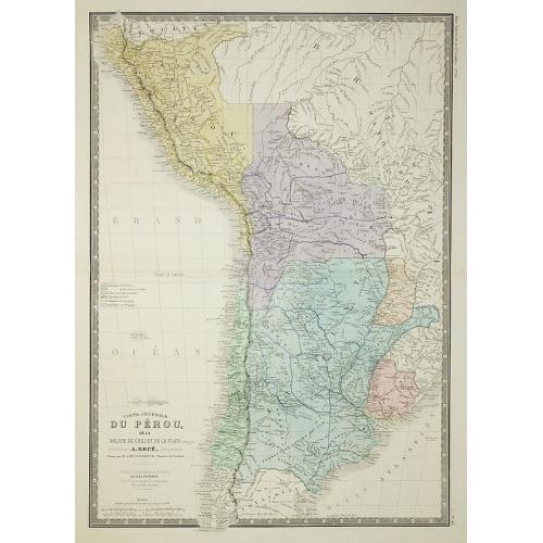 Old map image download for Carte Generale du Perou de la Bolivie, du Chili, et la Plata.