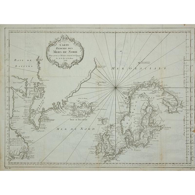 Carte Réduite des Mers du Nord Pour servir a l'Histoire Generale des Voyages.