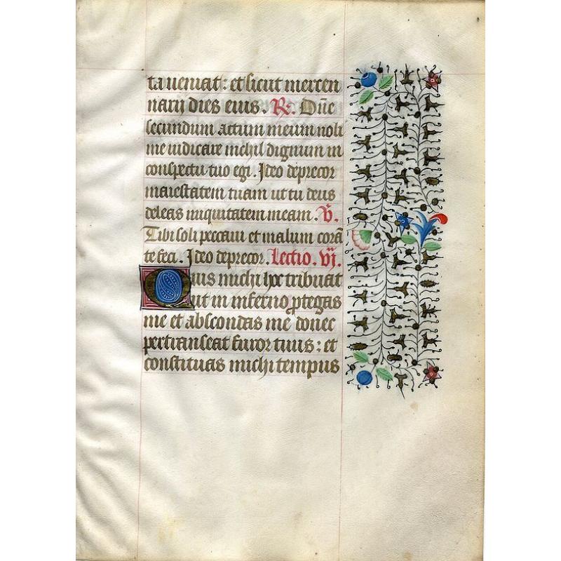 A manuscript leaf from a Book of Hours.