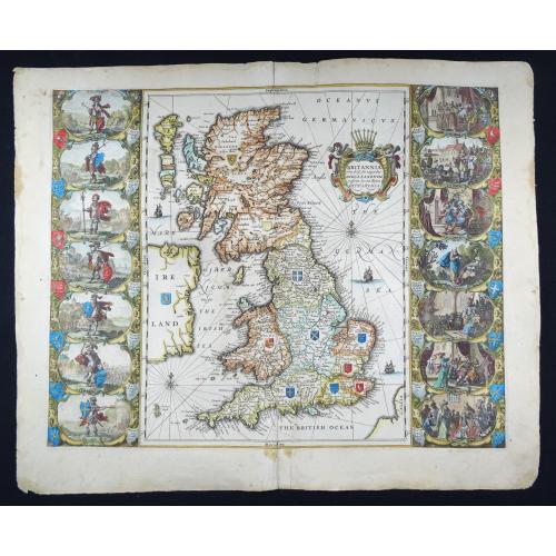 Old map image download for Britannia prout divisa fuit temporibus Anglo-Saxonum praesertim durante illorum Heptarchia.