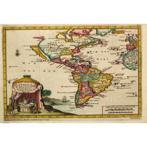 Old map image download for America, of Nieuw-Ontdekte Wereld, tot de Beschryving van Joseph d\'Acosta afgebakend.