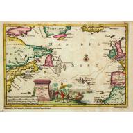 Old map image download for 't Noorder Gedeelte van Virginie door Bartholomeus Gosnol en Martin Pringe uyt England bevaaren