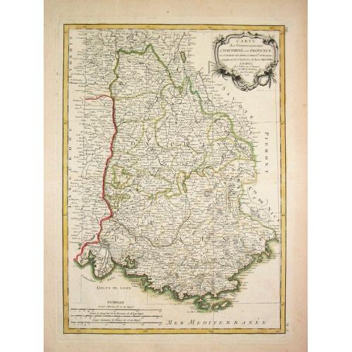 Old map image download for Carte des Gouvernements de Dauphine et de Provence.