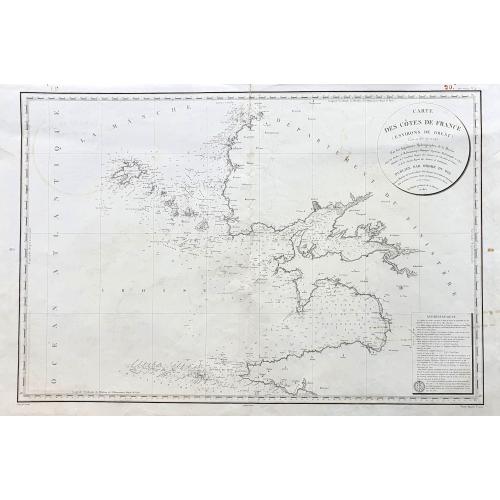 Old map image download for Carte des Cotes de France (environs de Brest) levee en 1816 1817 et 1818