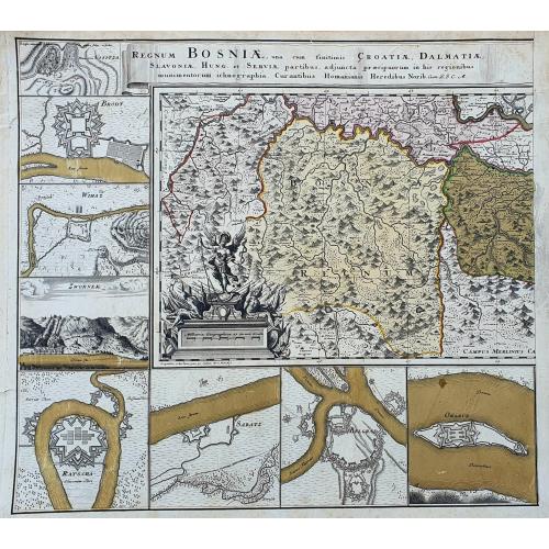 Old map image download for Regnum Bosniae, una cum finitimis Croatiae, Dalmatiae, Slavoniae,...