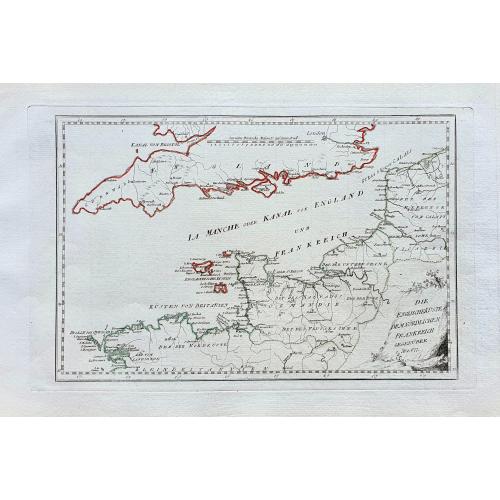 Old map image download for Die Englische Küste dem nördlichen Frankreich gegenüber.