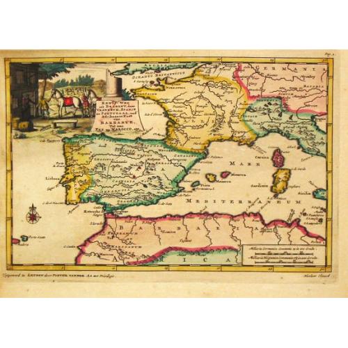 Old map image download for Reys-Weg uit Brabant?Spanje en Portugal.