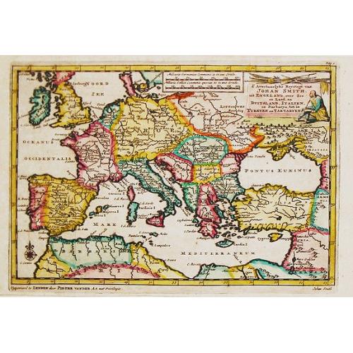 Old map image download for d\' Avontuurlyke Reystogt van Johan Smith uit Engeland, over zee en land, na Duitsland, Italien, en Barbarye, tot in Turkye en Tartaryen.